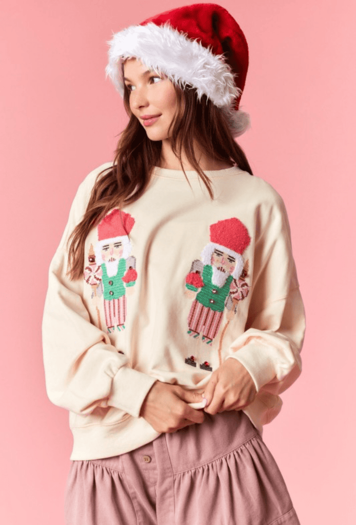 Nutcracker Embroidered Sweatshirt - The Edit LLC
