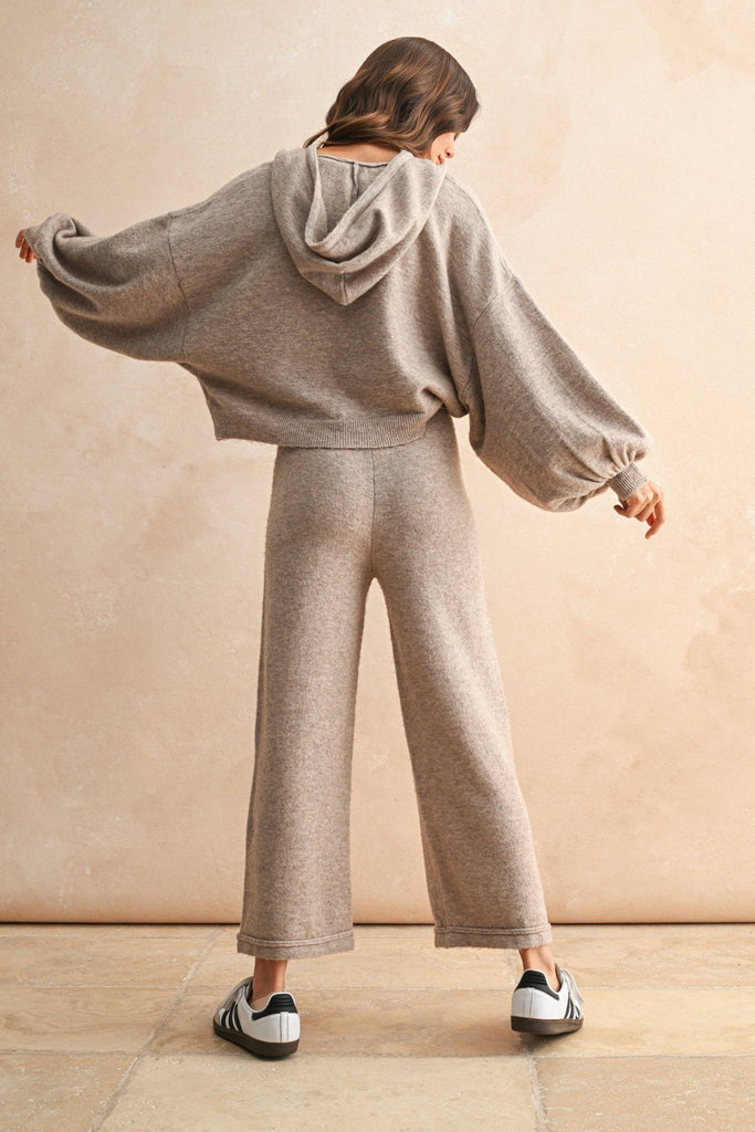 Oatmeal HODDIE PULLOVER SWEATER TOP - The Edit LLC