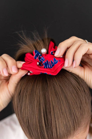 Ole Miss Navy and Red Dual Scrunchie - The Edit LLC