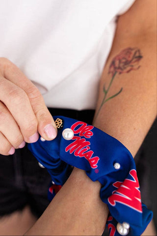 Ole Miss Navy and Red Dual Scrunchie - The Edit LLC