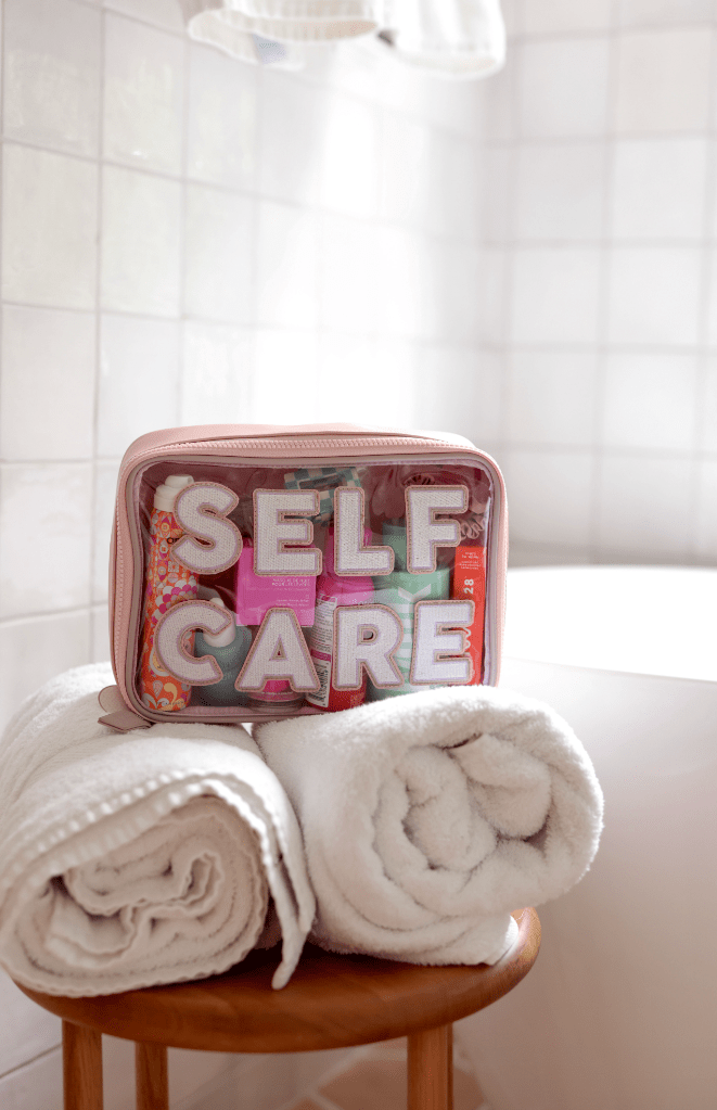 Oversized Cosmetic Bag - Self Care (Blush/Lavender) - The Edit LLC