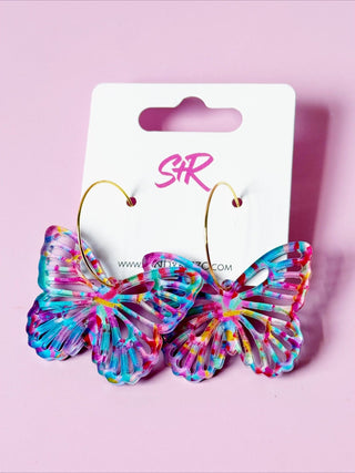 Painted Butterfly Hoops - The Edit LLC