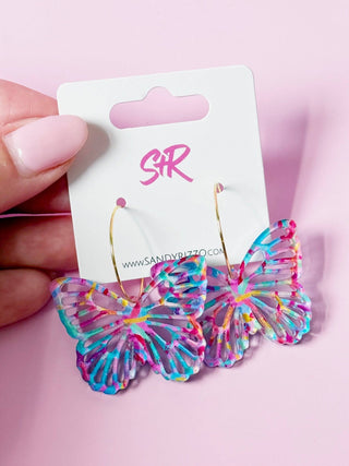 Painted Butterfly Hoops - The Edit LLC