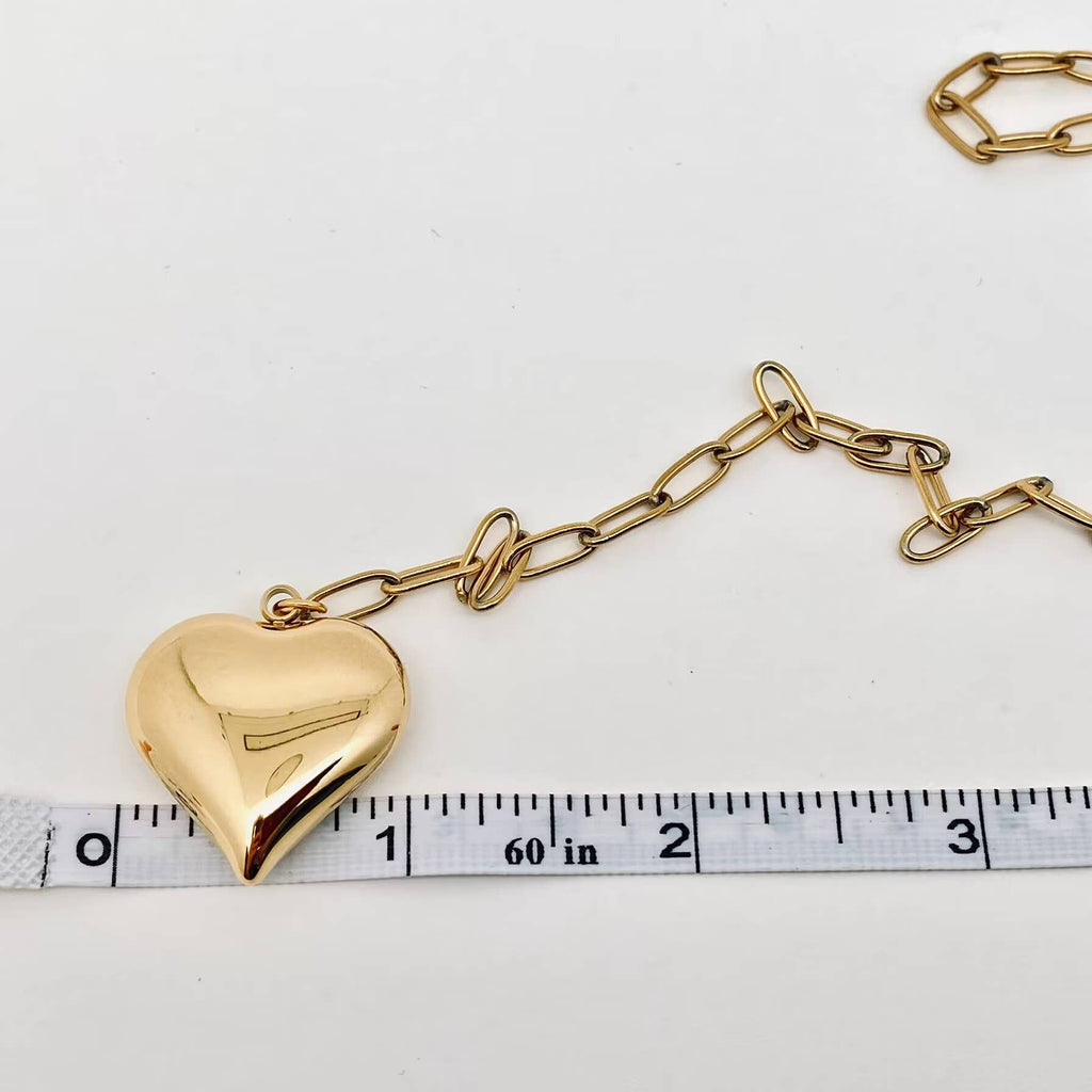 Paper Clip Design Chain Heart - shaped Charm Necklace - FGS - The Edit LLC