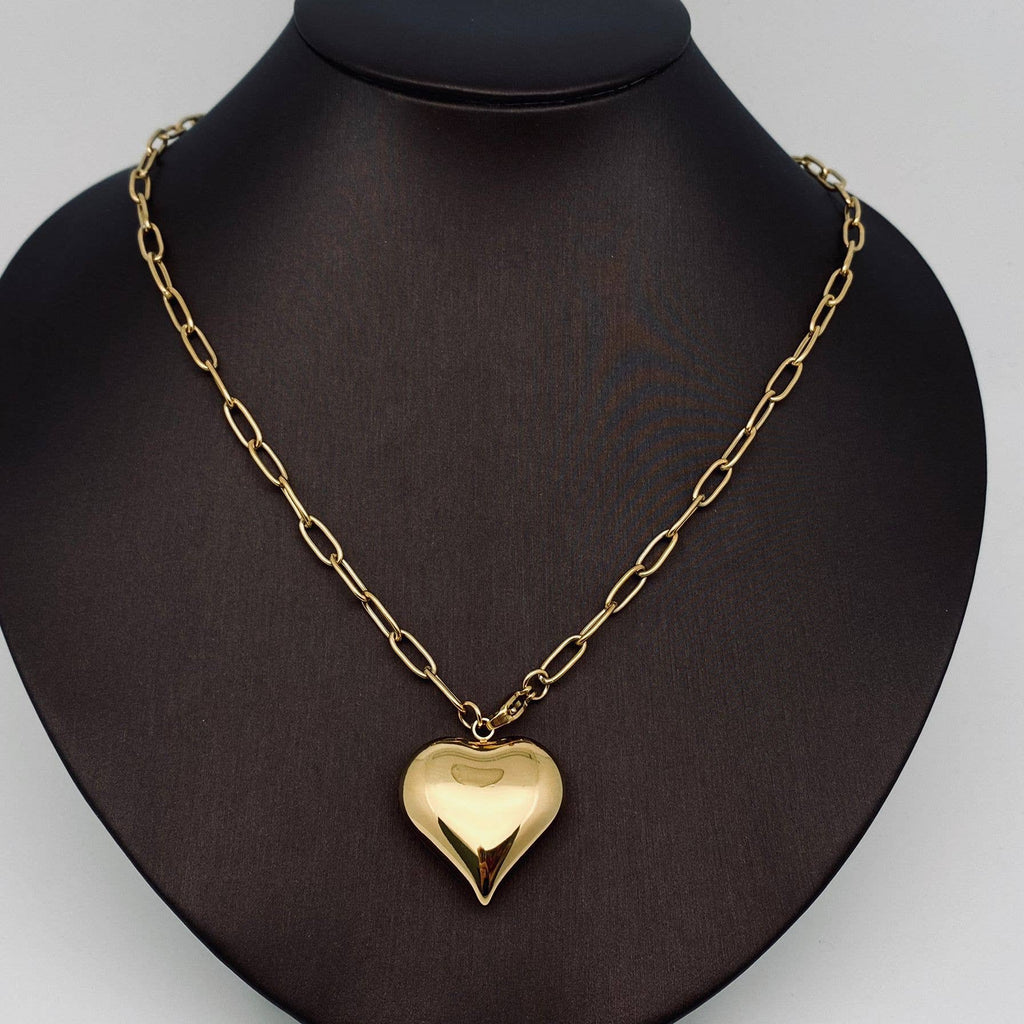 Paper Clip Design Chain Heart - shaped Charm Necklace - FGS - The Edit LLC