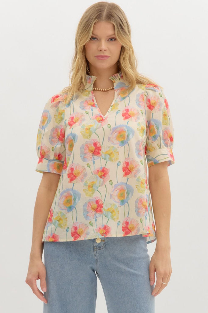 Pastel Floral Blouse - The Edit LLC