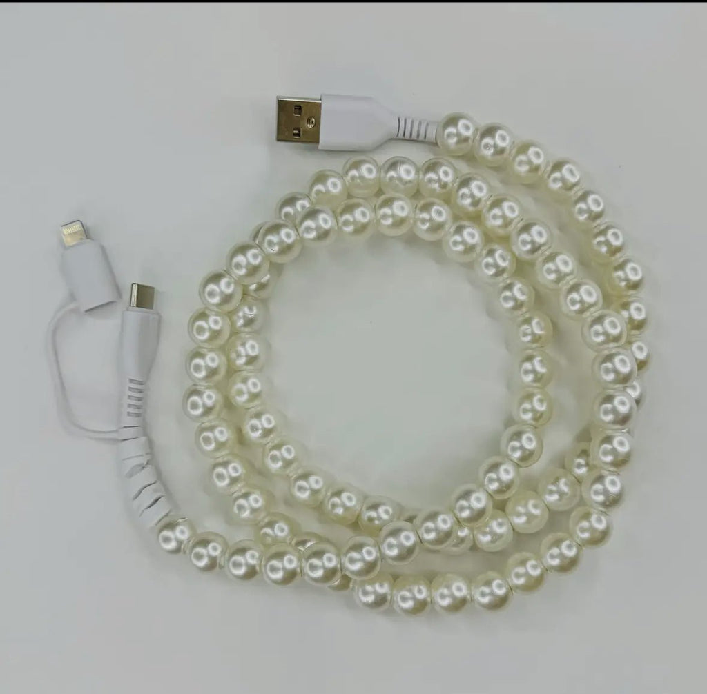 Pearl Beaded Dual Charger - The Edit LLC