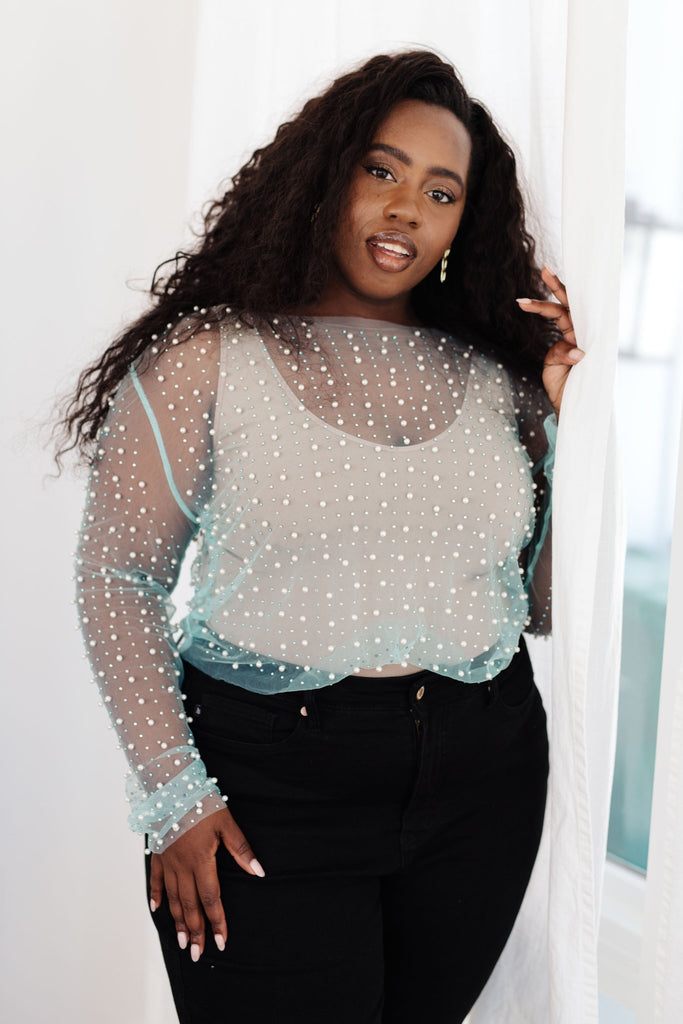 Pearl Diver Layering Top in Light Cyan - The Edit LLC