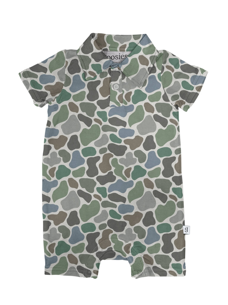 Pebble Camo - SS Polo Romper - The Edit LLC