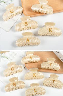 PERSONALIZED INITIAL MONOGRAM HAIR CLAW CLIPS | 40H815: C - The Edit LLC