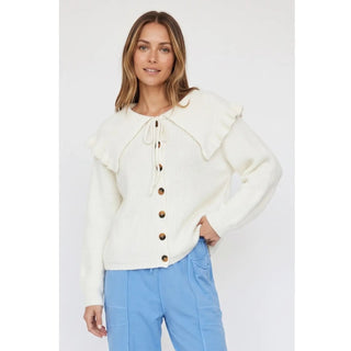 Peter Pan Ruffle Collar Button Up Cardigan - The Edit LLC