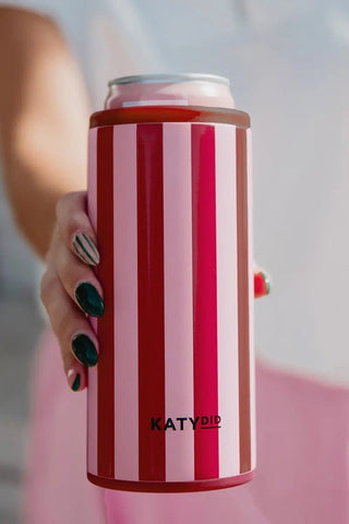 Pink and Wine Striped Wholesale Can Cooler: Pink and Wine - The Edit LLC
