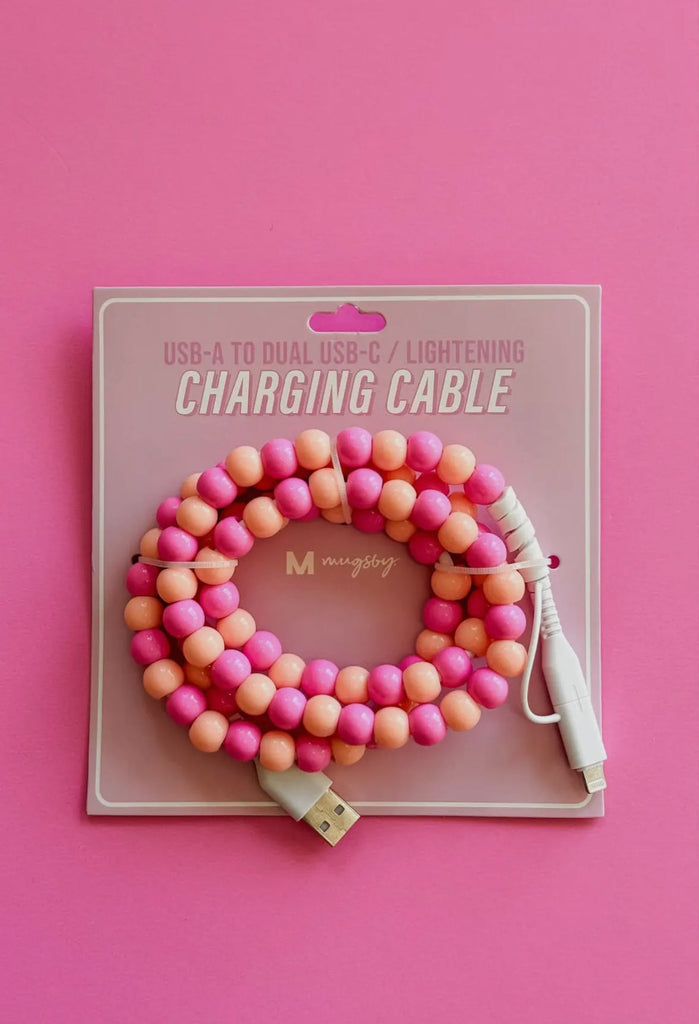 Pink Beaded Dual Charger - The Edit LLC