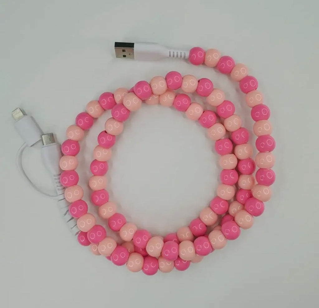 Pink Beaded Dual Charger - The Edit LLC