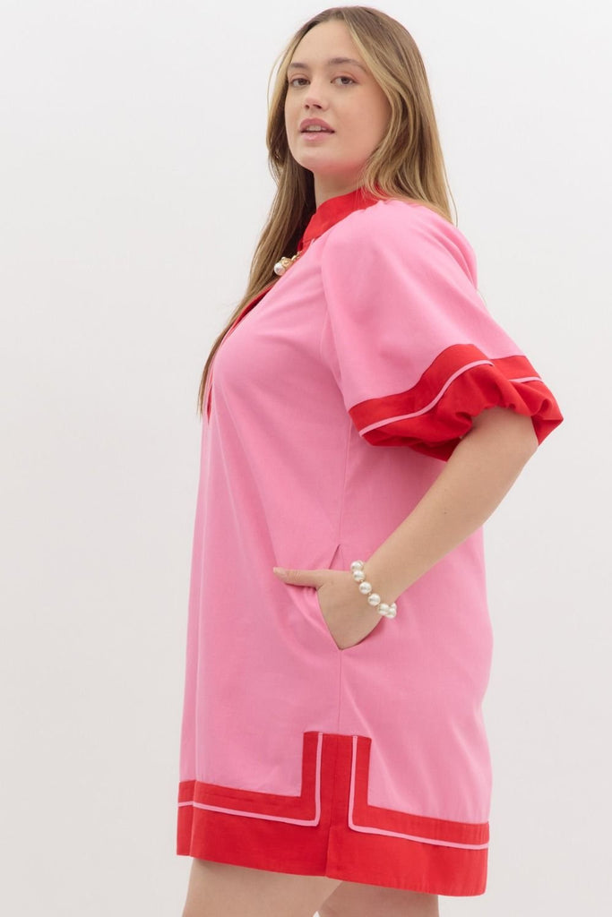 Pink Block Contrast Dress - The Edit LLC