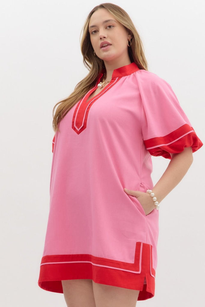 Pink Block Contrast Dress - The Edit LLC