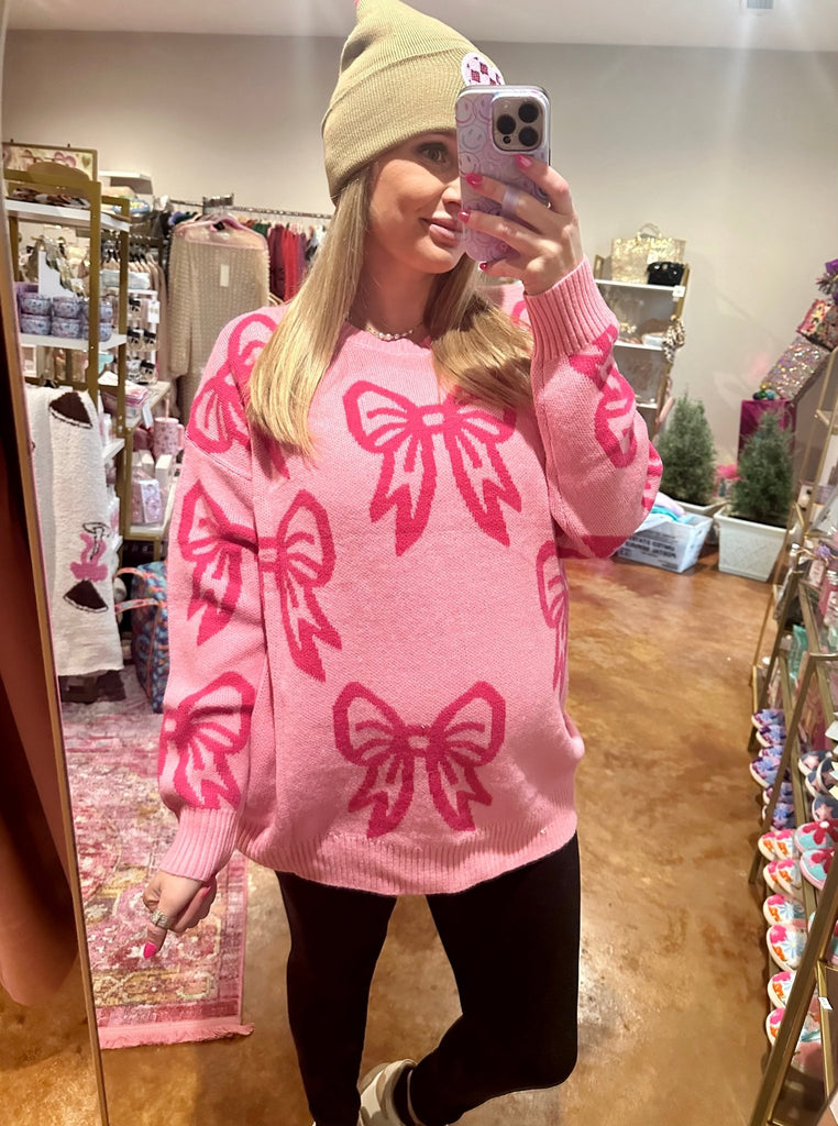 Pink Bow Sweater - The Edit LLC