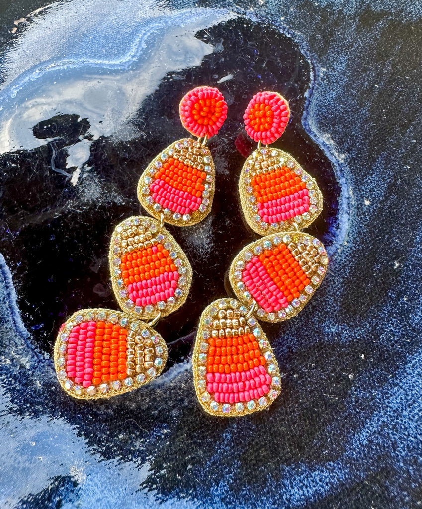 Pink Candy Corn Spooky Beaded Earrings - The Edit LLC