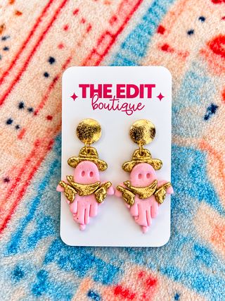 Pink Cowboy Ghost Earrings - The Edit LLC