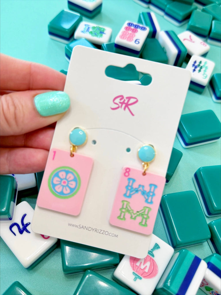 Pink Mahjong Dangle - The Edit LLC
