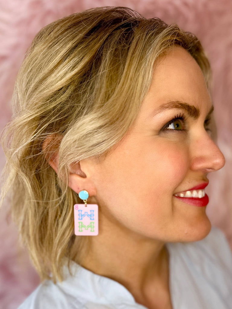 Pink Mahjong Dangle - The Edit LLC