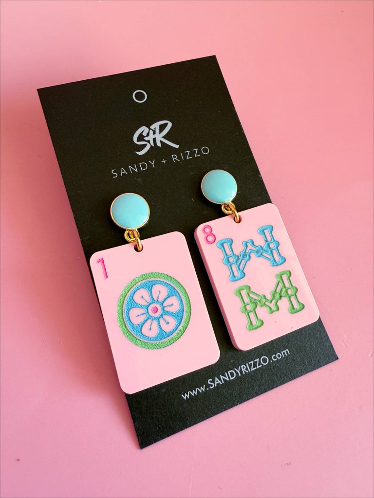 Pink Mahjong Dangle - The Edit LLC