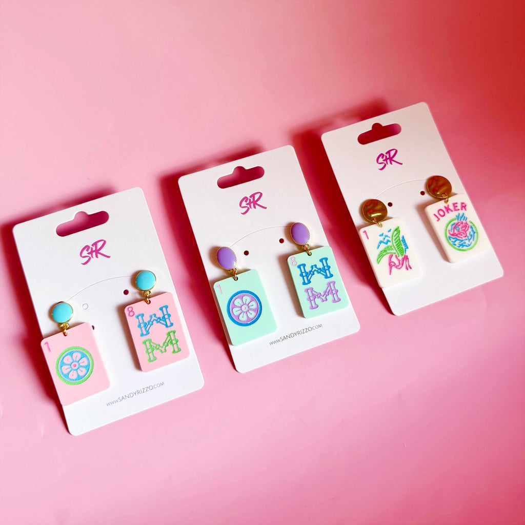Pink Mahjong Dangle - The Edit LLC