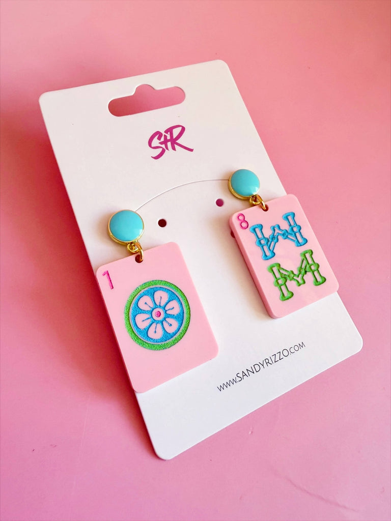 Pink Mahjong Dangle - The Edit LLC