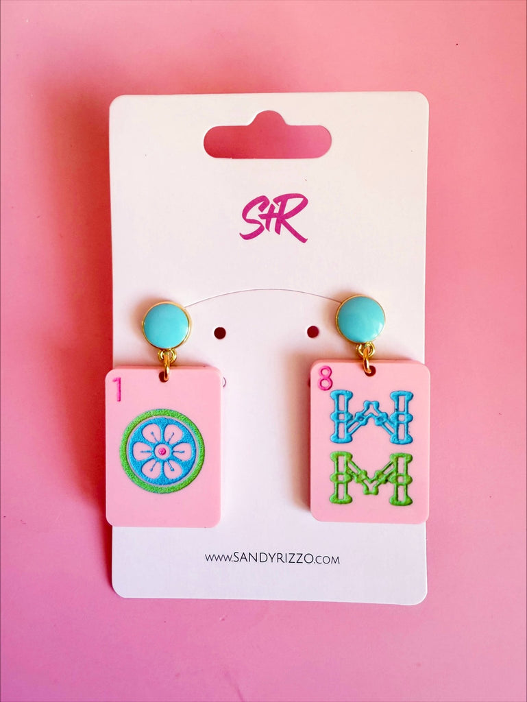Pink Mahjong Dangle - The Edit LLC