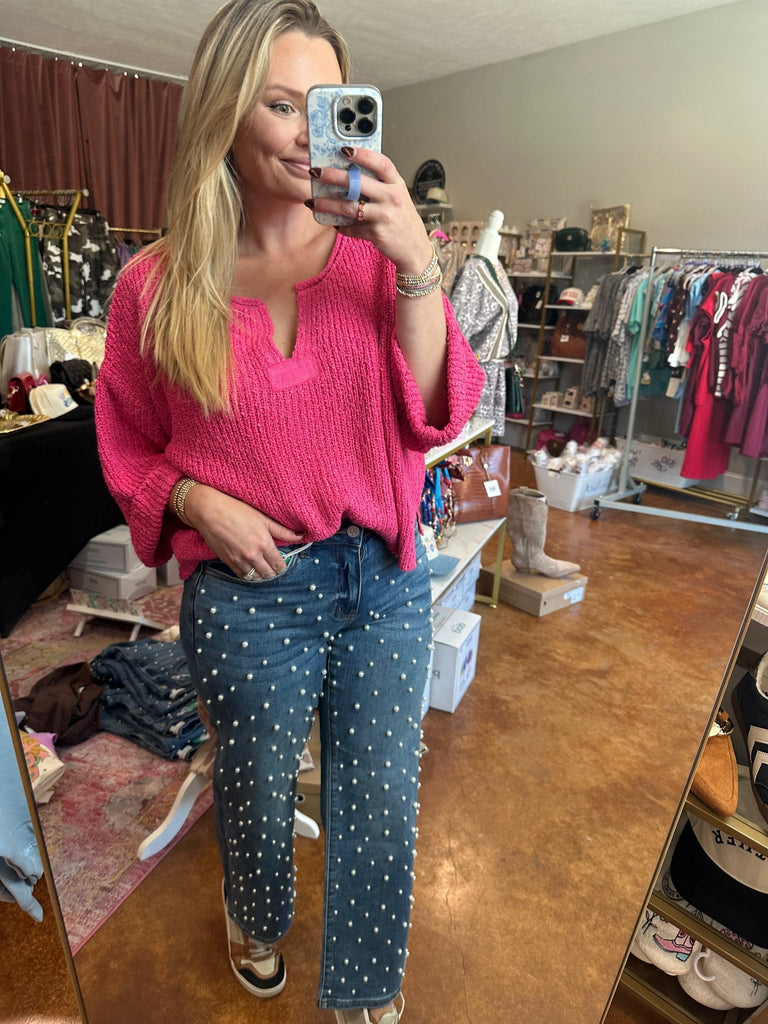 Pink Quarter Sweater - The Edit LLC