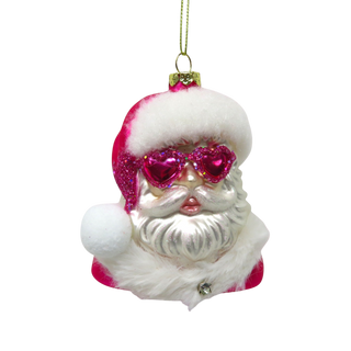 Pink Santa w/Glasses Orn - The Edit LLC