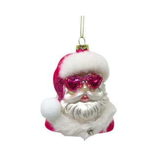 Pink Santa w/Glasses Orn - The Edit LLC