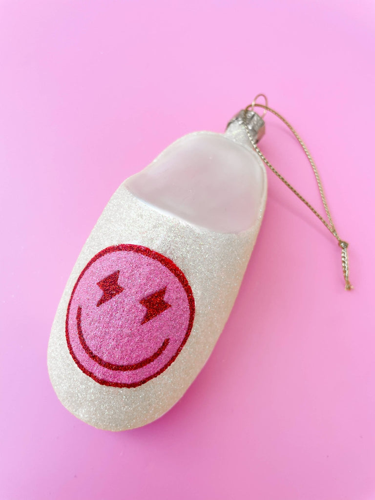 Pink Smiley Face Slipper Christmas Ornament - The Edit LLC