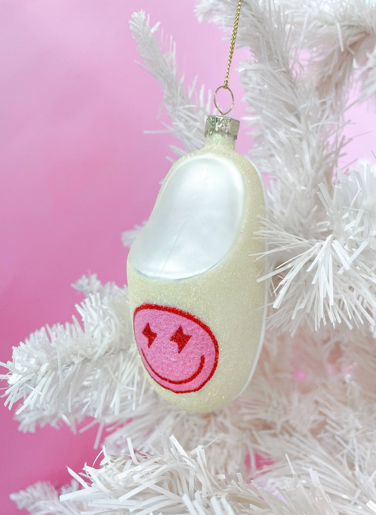 Pink Smiley Face Slipper Christmas Ornament - The Edit LLC