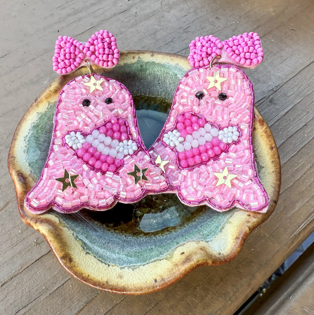 Pink Spooky Ghost Earrings - The Edit LLC