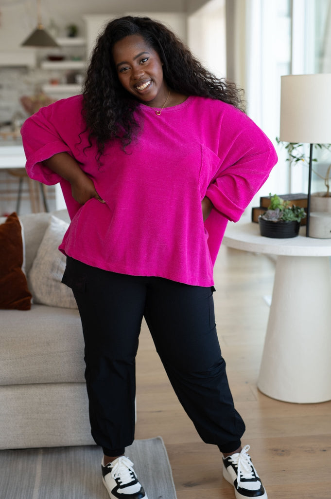 Pink Thoughts Chenille Blouse - The Edit LLC