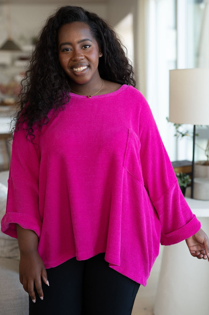 Pink Thoughts Chenille Blouse - The Edit LLC