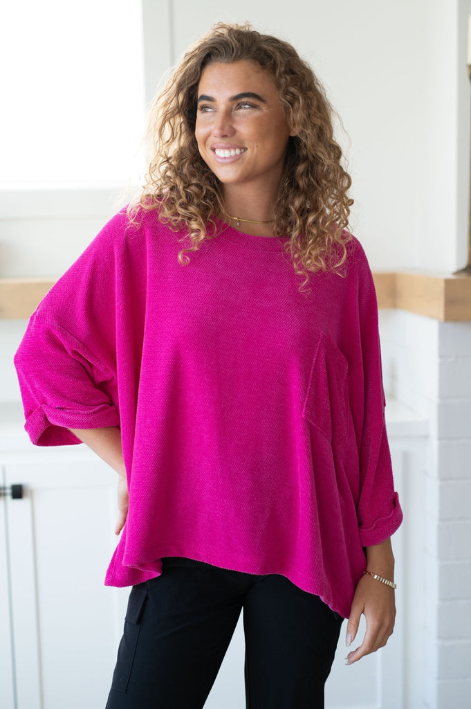 Pink Thoughts Chenille Blouse - The Edit LLC