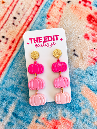 Pink Tiered Pumpkin Earrings - The Edit LLC