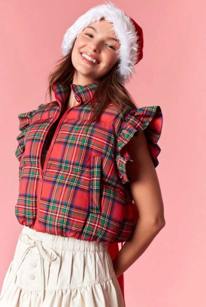Plaid Bow Vest - The Edit LLC