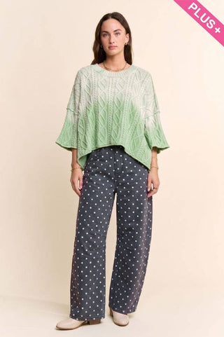 Plus - High-Waist Polka Dot Barrel Pants: Burgundy / 1X-2X-3X(3-2-1) - The Edit LLC