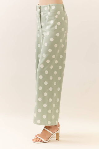 Plus Polka Dot high-rise Wide Leg pants: Sage Ecru / Plus Size / 1XL - The Edit LLC