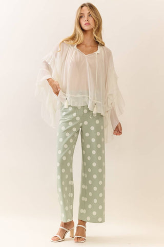 Plus Polka Dot high-rise Wide Leg pants: Sage Ecru / Plus Size / 1XL - The Edit LLC