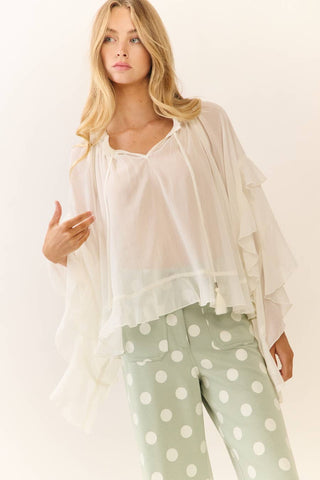 Plus Polka Dot high-rise Wide Leg pants: Sage Ecru / Plus Size / 1XL - The Edit LLC