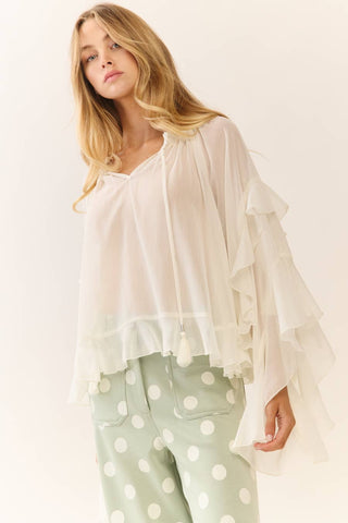 Plus Polka Dot high-rise Wide Leg pants: Sage Ecru / Plus Size / 1XL - The Edit LLC