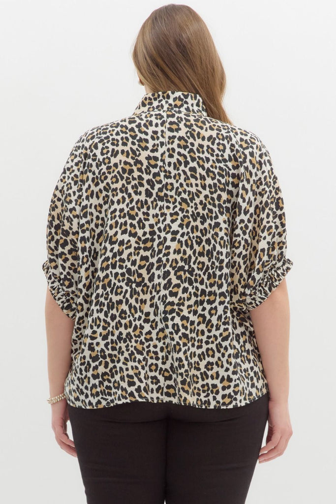 Plus Size: Leopard & Green Blouse - The Edit LLC