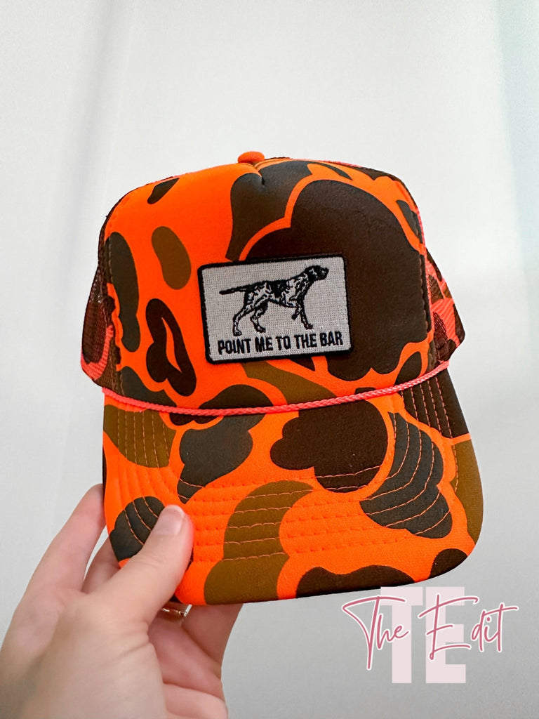 Point Me To The Bar Retro Camo Trucker Hat - The Edit LLC