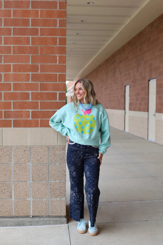 Polka Dot Apple Crop Sweatshirt - The Edit LLC