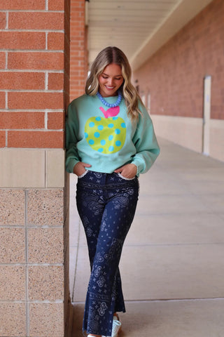Polka Dot Apple Crop Sweatshirt - The Edit LLC