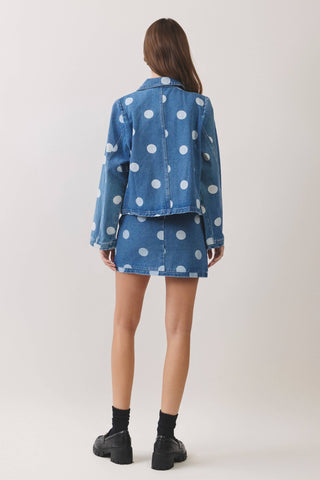 Polka Dot Denim Mini Skirt - The Edit LLC
